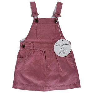 DOTTY DUNGAREES - OVERALL MINI SKIRT - 96% COTTON - PINK - NWT